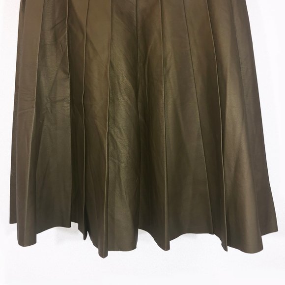 NEW DROME Leather Pleated A-Line Mini Skirt - Picture 3 of 6